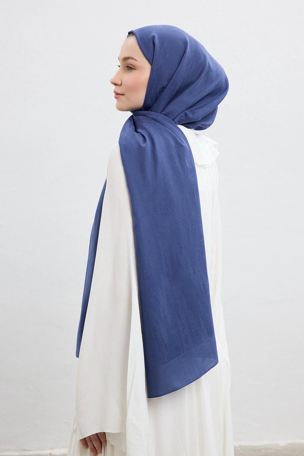 Silk - Cotton Hijab - Indigo - D'ITINA