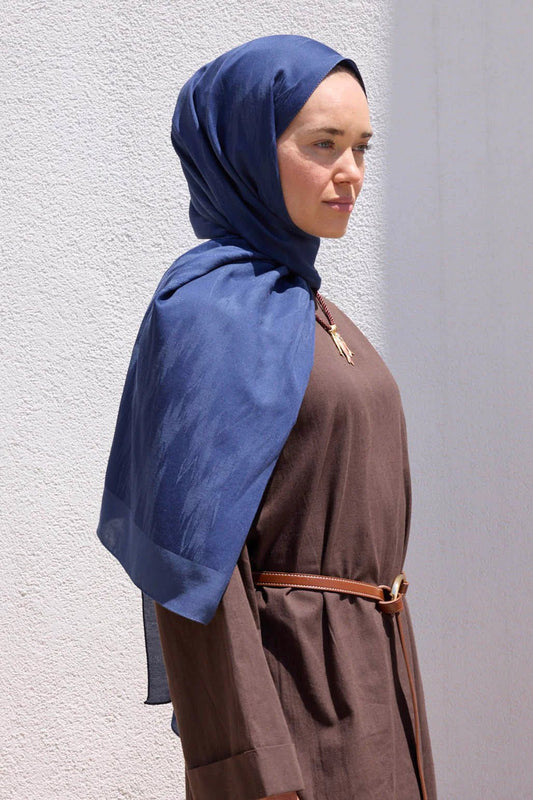 Silk - Cotton Hijab - Indigo - D'ITINA