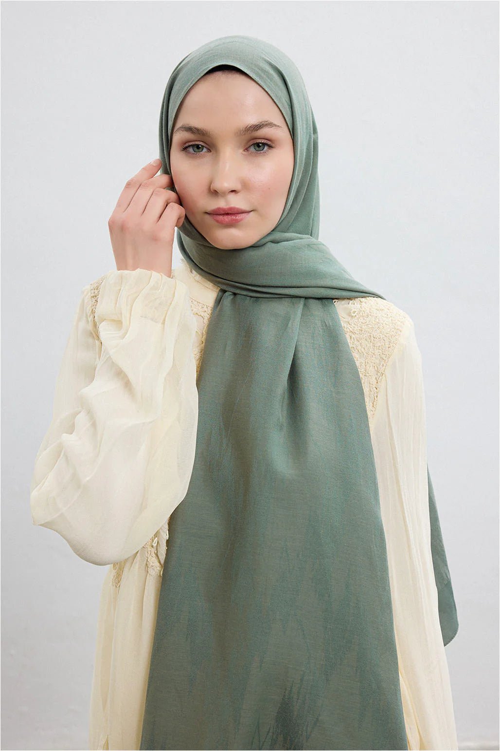 Silk - Cotton Hijab - Mint - D'ITINA