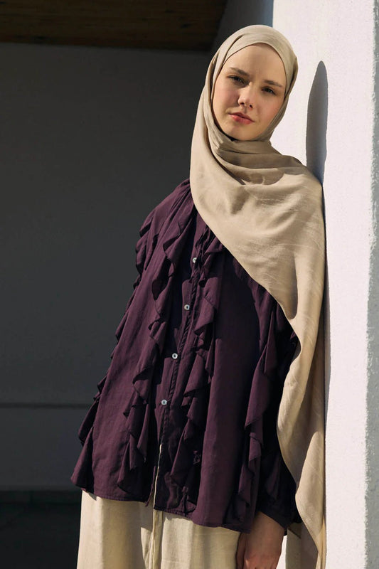 Silk - Cotton Hijab - Sand Beige - D'ITINA