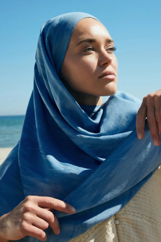 Silk - Cotton Hijab - Soft Blue - D'ITINA
